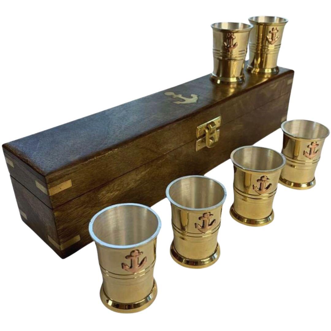 Набор морских рюмок в деревянном футляре 50 мл 6 шт. (27773738)