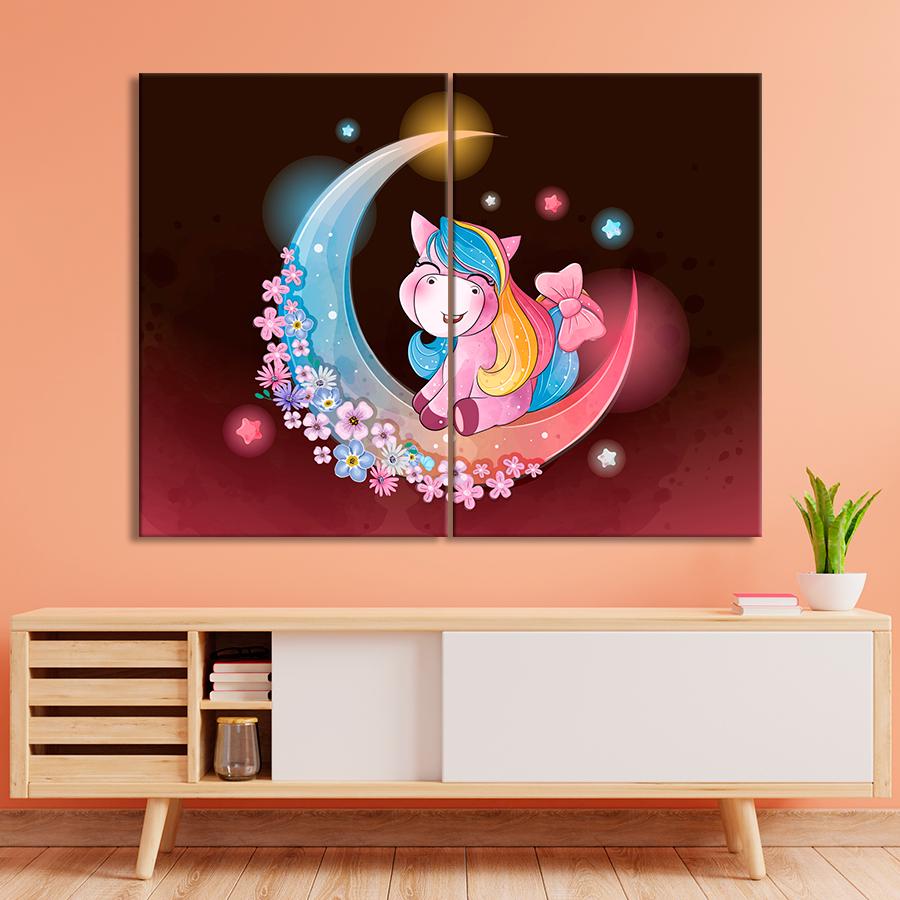 Картина в детскую комнату Лунный единорог 71x51 см (A1411-2)