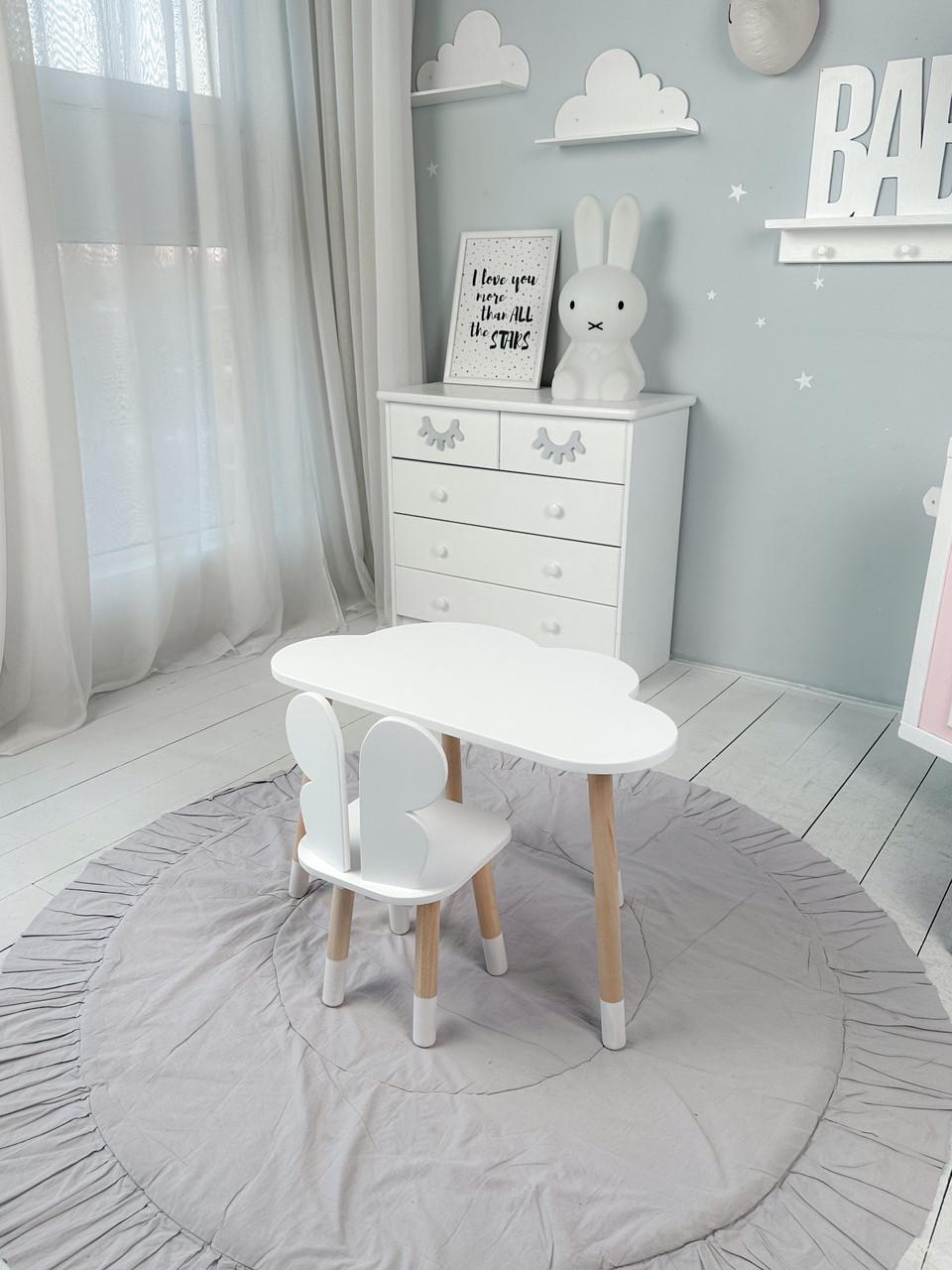 Комплект дитячих меблів Хмарка столик та стілець дерев'яний Білий (П4К-bg-992566) - фото 2 Комплект дитячих меблів Хмарка столик та стілець дерев'яний Білий (П4К-bg-992566) - фото 2
