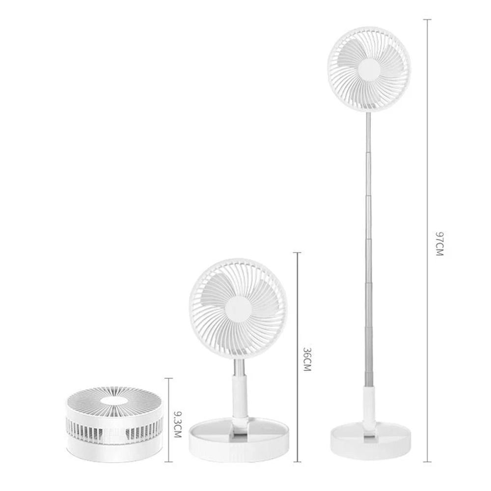 Настольный и напольный вентилятор 2в1 на аккумуляторе и USB складной с телескопической штангой Белый - фото 10