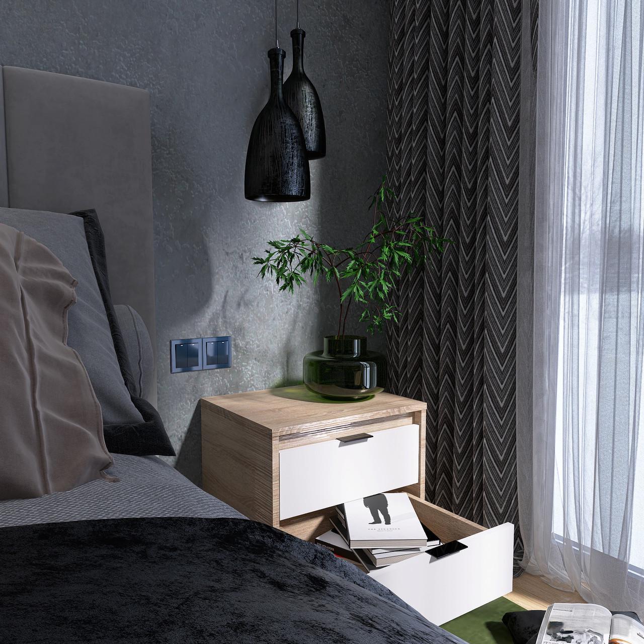 Тумба прикроватная Сити-450 Эверест 452х380х442 мм Дуб сонома/Белый (EVR-20727. 01) - фото 3 Тумба прикроватная Сити-450 Эверест 452х380х442 мм Дуб сонома/Белый (EVR-20727. 01) - фото 3