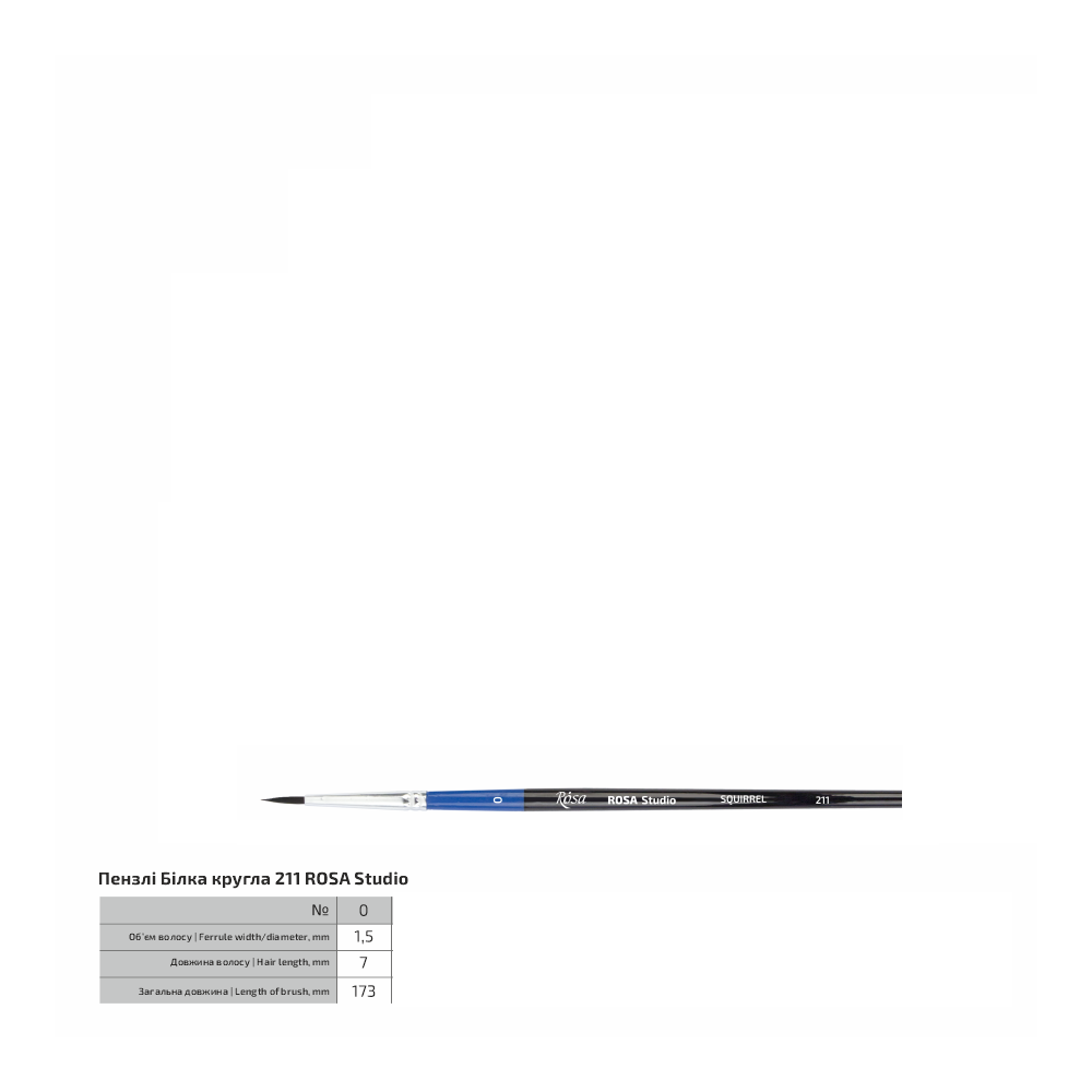 Кисть ROSA START белка круглая №0 (916) - фото 2 Кисть ROSA START белка круглая №0 (916) - фото 2