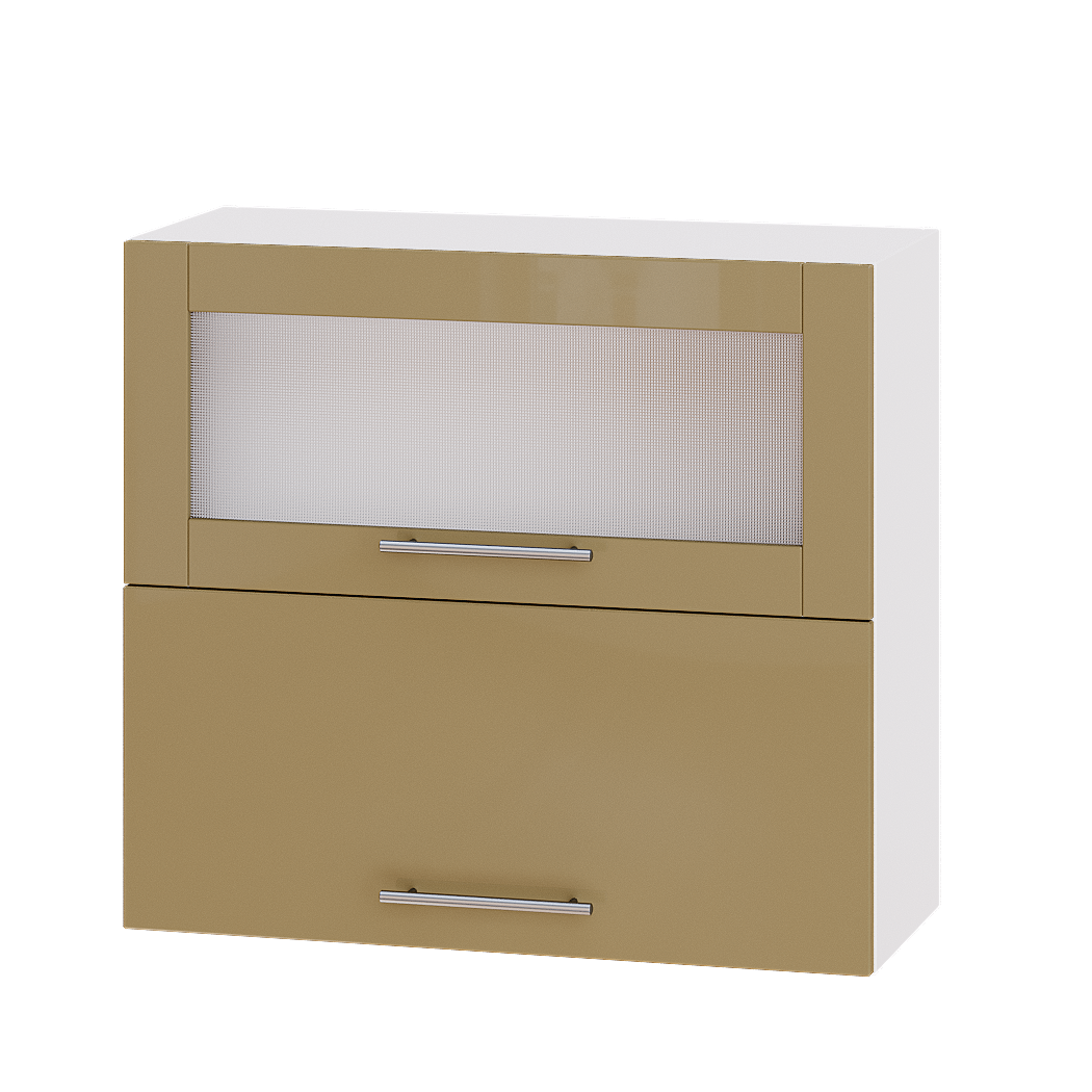 Шкаф верхний Эверест Модерн модуль Верх витрина ВВГ14-800 80х30х72 см Мокко глянец/Белый (02694)