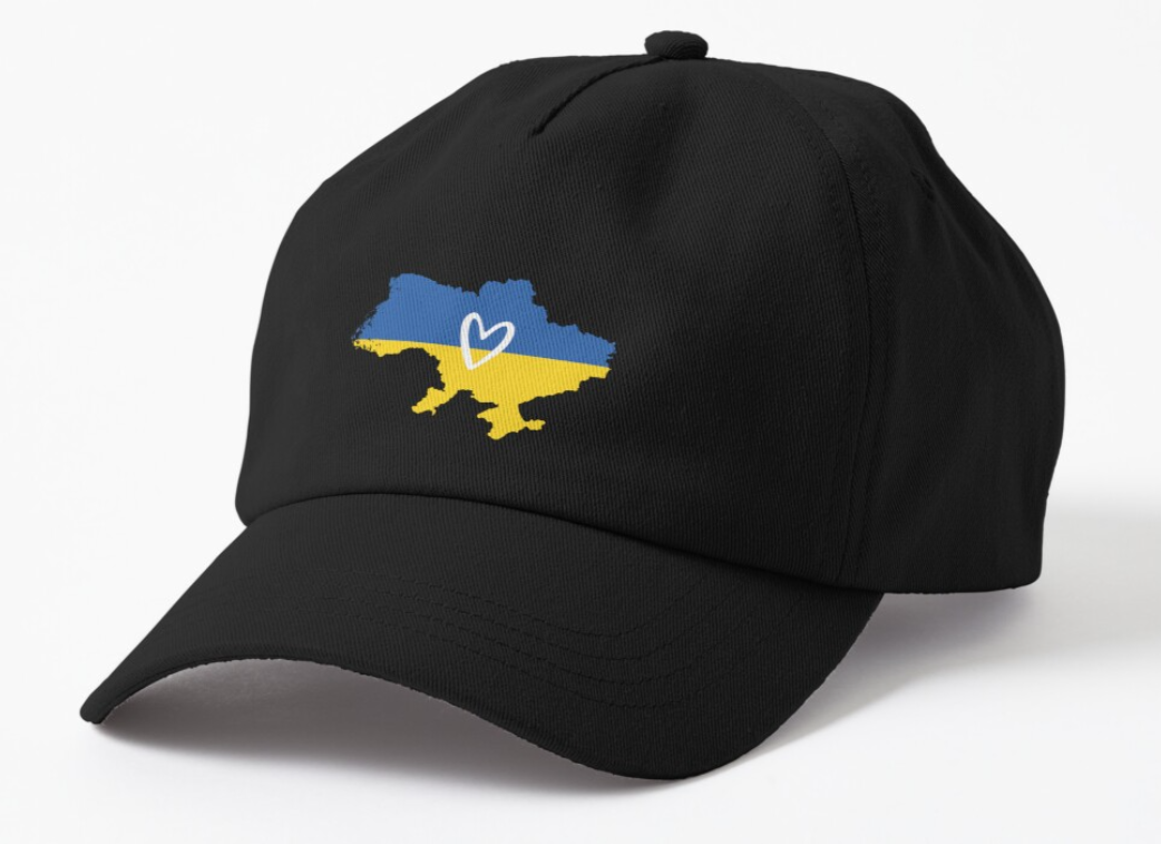 Кепка унисекс Malfini с патриотическим принтом Карта Украины с сердечком Черный (УКР50К-1668302522)