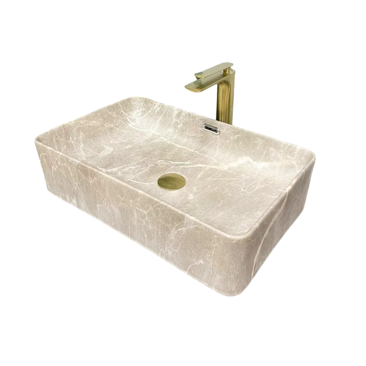 Раковина накладная VBI Arabba M Beige Stone прямоугольная 345x560 мм Бежевый (RM-VBI-013504)