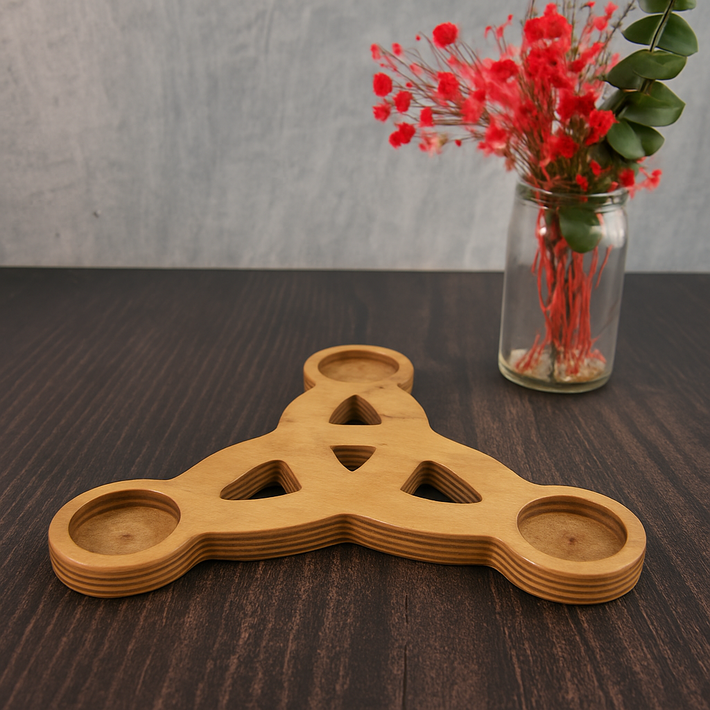 Свічник дерев'яний Тріскель світлий - фото 1 Свічник дерев'яний Тріскель світлий - фото 1