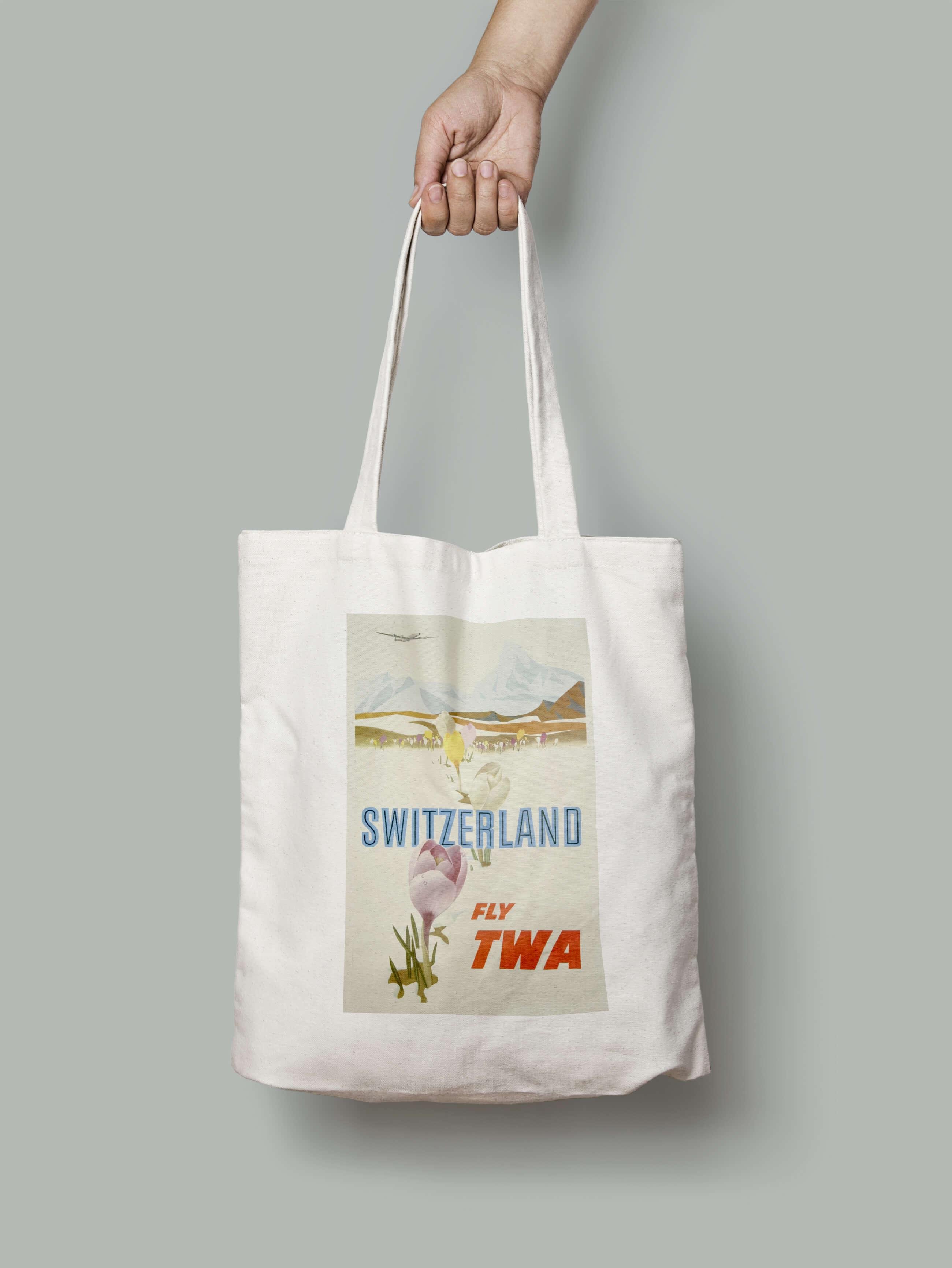 Эко-сумка Швейцария цветы на снегу шопер (switzerland_2_Bag)