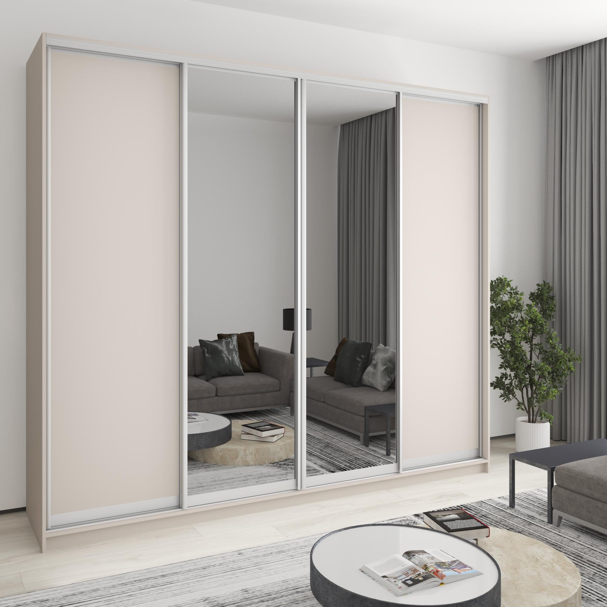 Шкаф-купе четырехдверный MebelStar Стандарт AL 2 ДСП/2 зеркала 270x45x240 см Кашемир (MBS-13140)