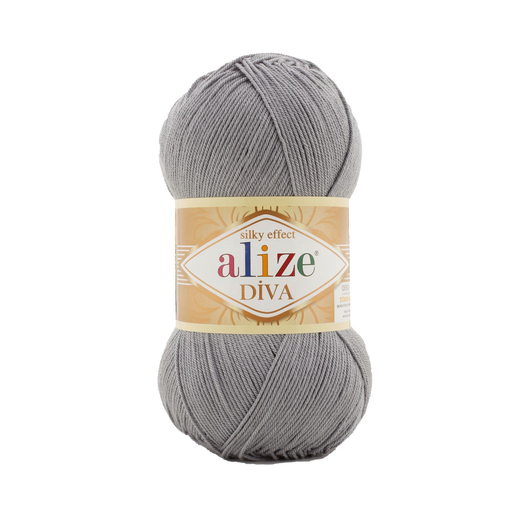 Пряжа Alize Diva 343 сірий теплий (7497)