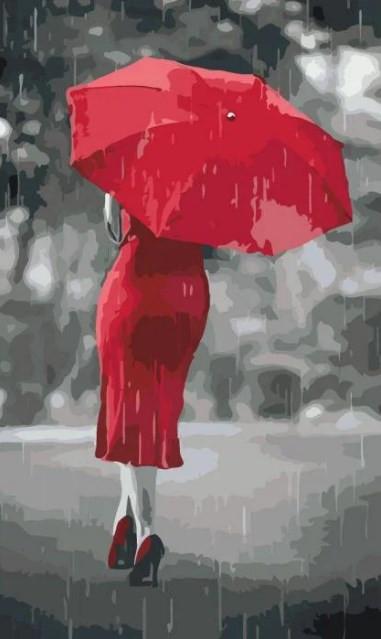 Картина по номерам Ідейка Красный зонтик 30х50 см (KHO2655)