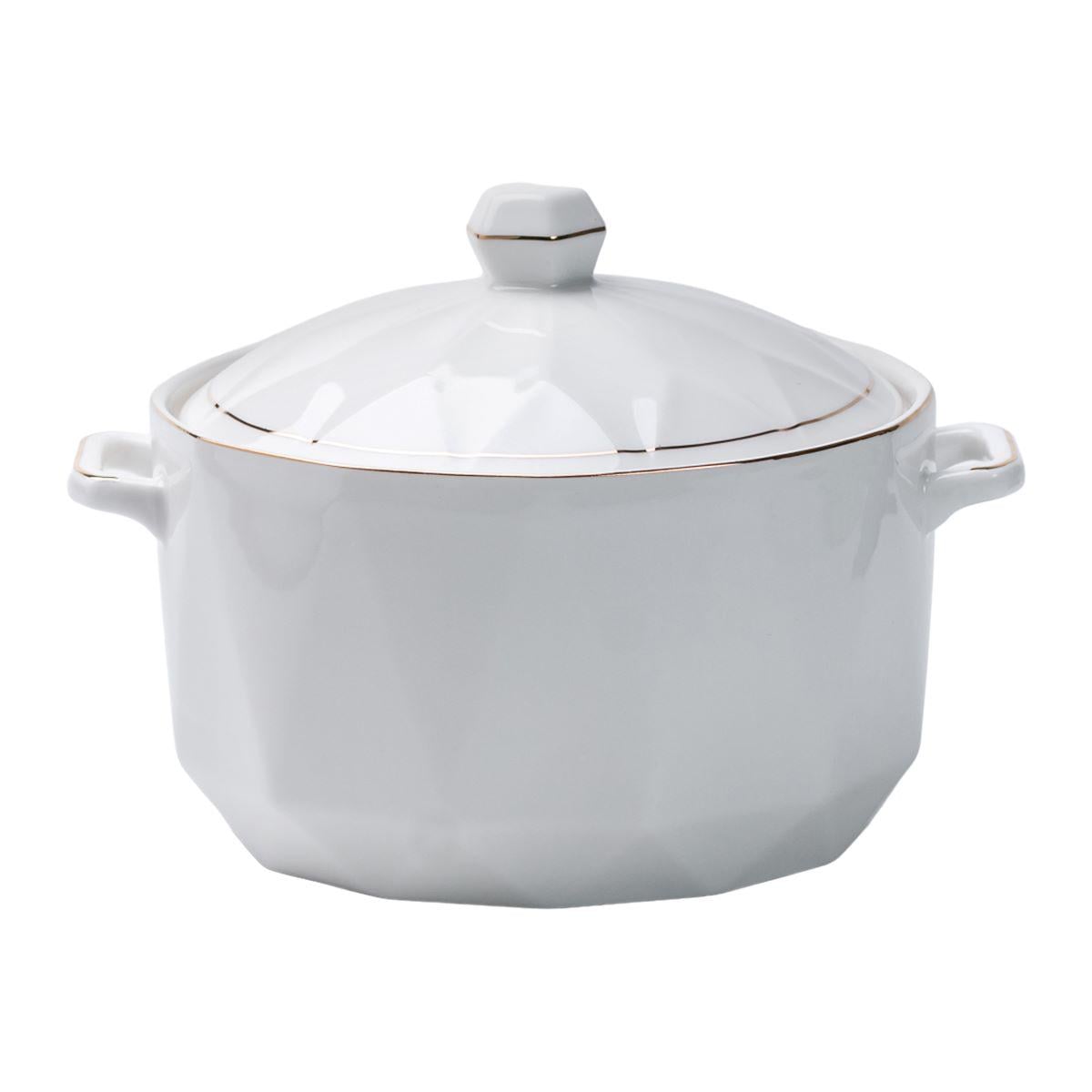 Супниця з кришкою та ручкою на 1 л Білий (HP1049)