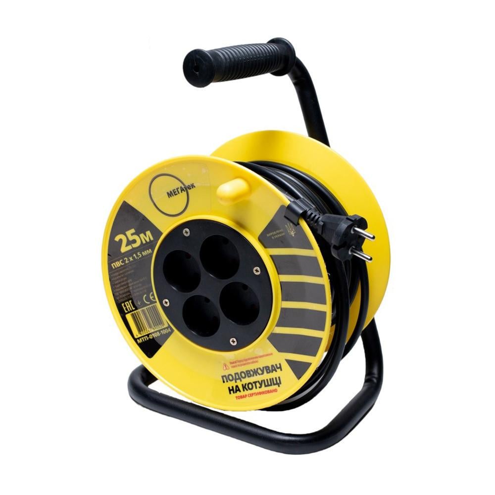 Подовжувач на котушці МЕГАтек ПВС 25 м/2х1,5 мм (24757527)