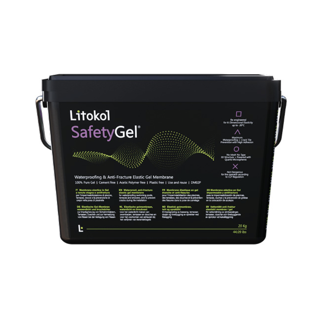 Гидроизоляция гелевая обмазочная Litokol SafetyGel эластичная водонепроницаемая противотрещинная 10 кг (SFTG0010)