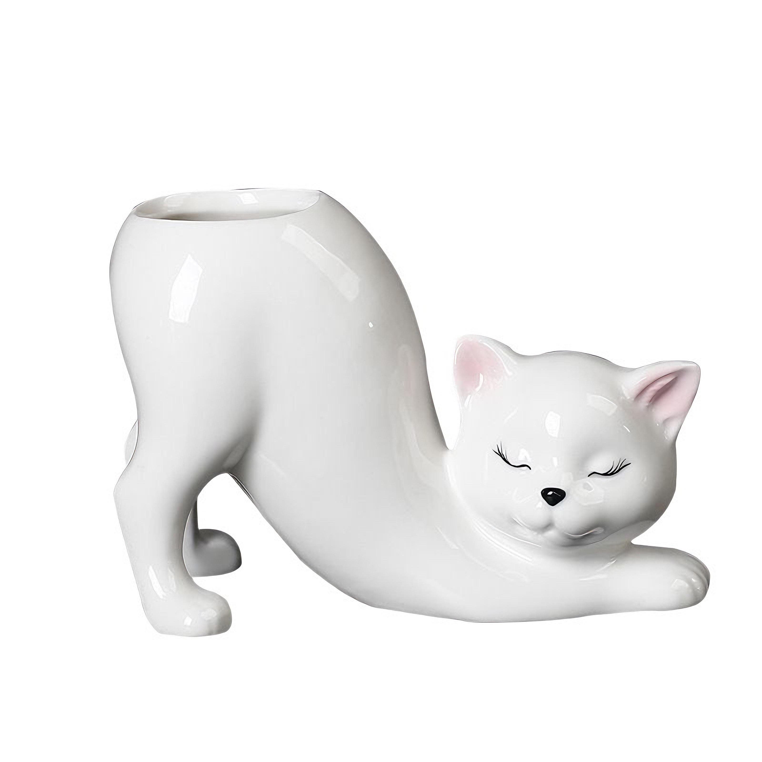 Кашпо Елегантна кішка 14,5х9 8 см Білий (15871)