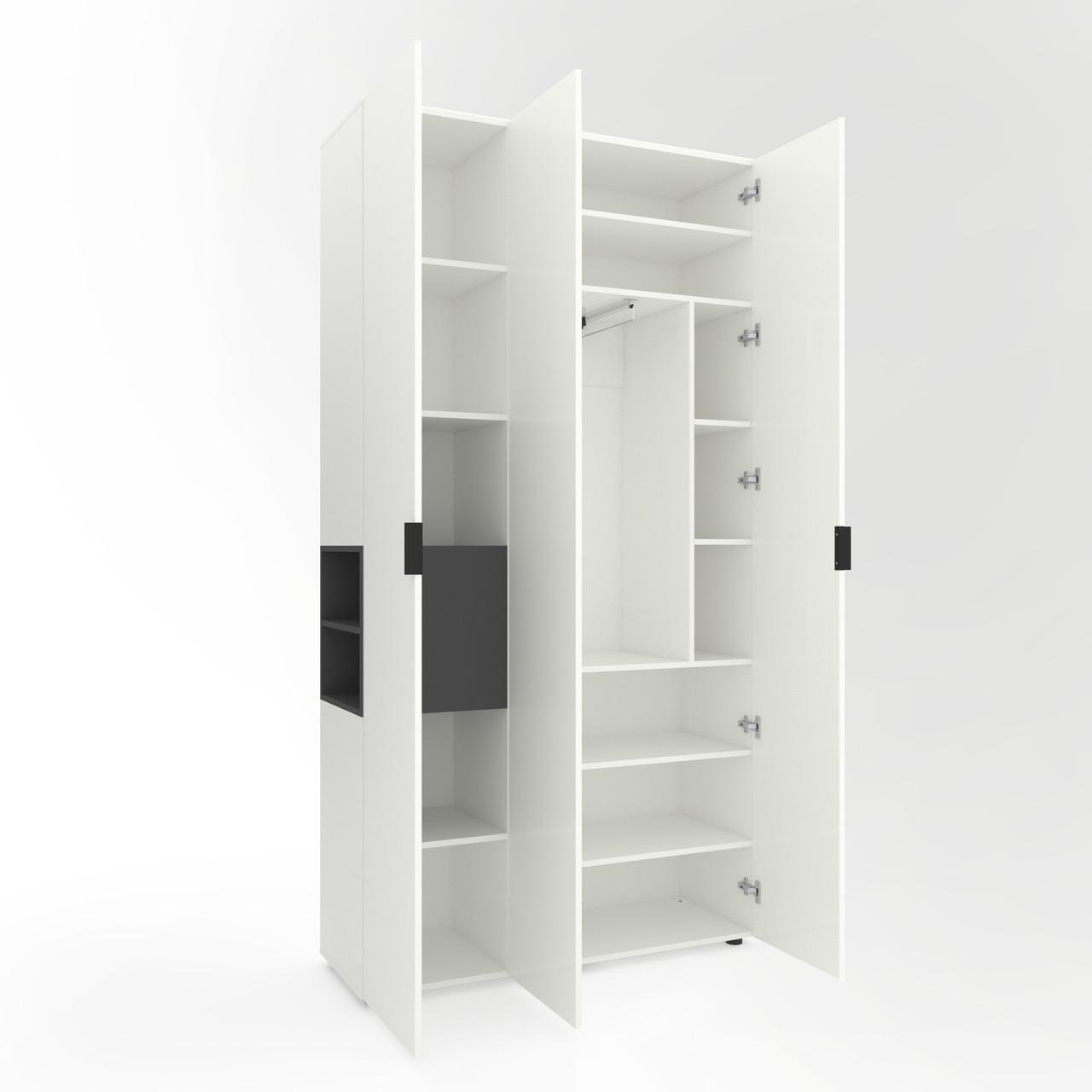 Шафа Metkas Home A015L ЛДСП 1200x420x2300 мм Білий Сніг/Антрацитовий - фото 1