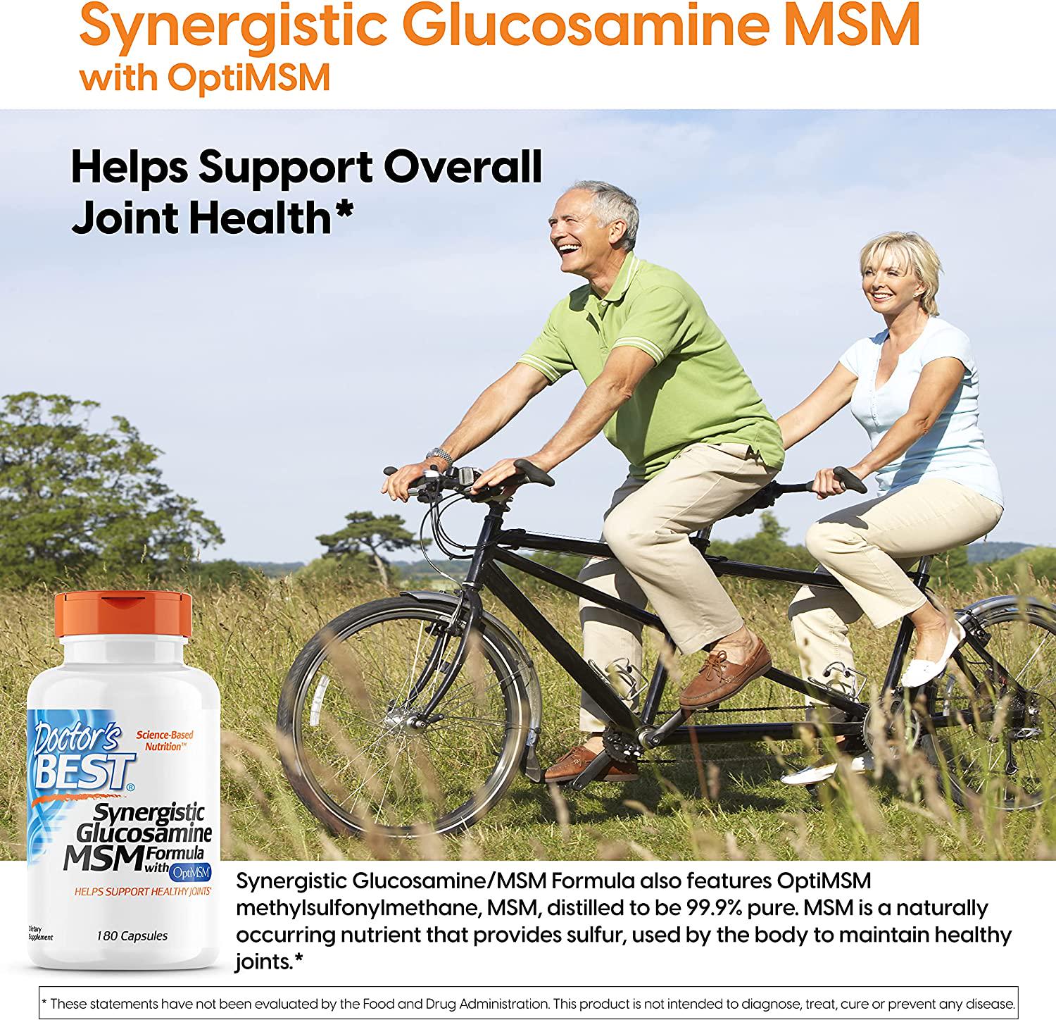 Хондропротектор Synergistic Glucosamine MSM with Opti MSM для суглобів та зв'язок 180 caps - фото 3