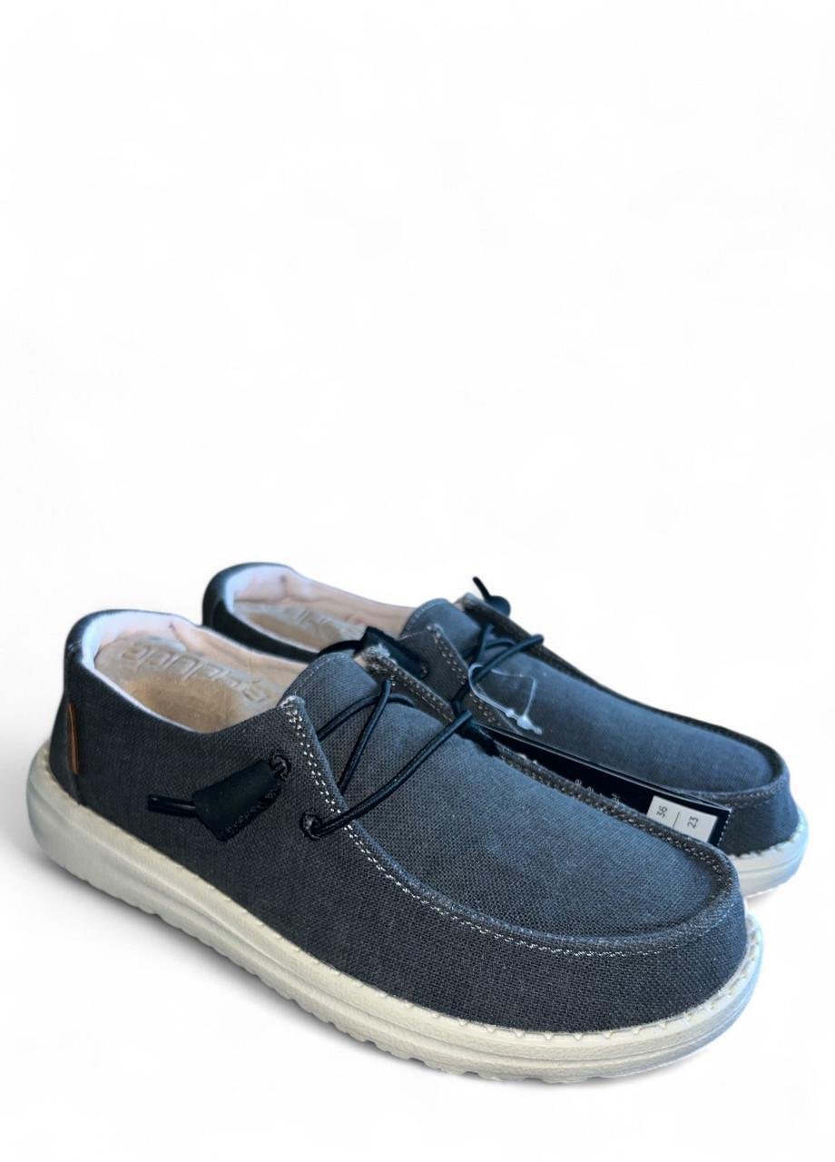 Мокасини жіночі Hey Dude Wendy Chambray off Black р. 38 25,2 см Сірий (2789944756)