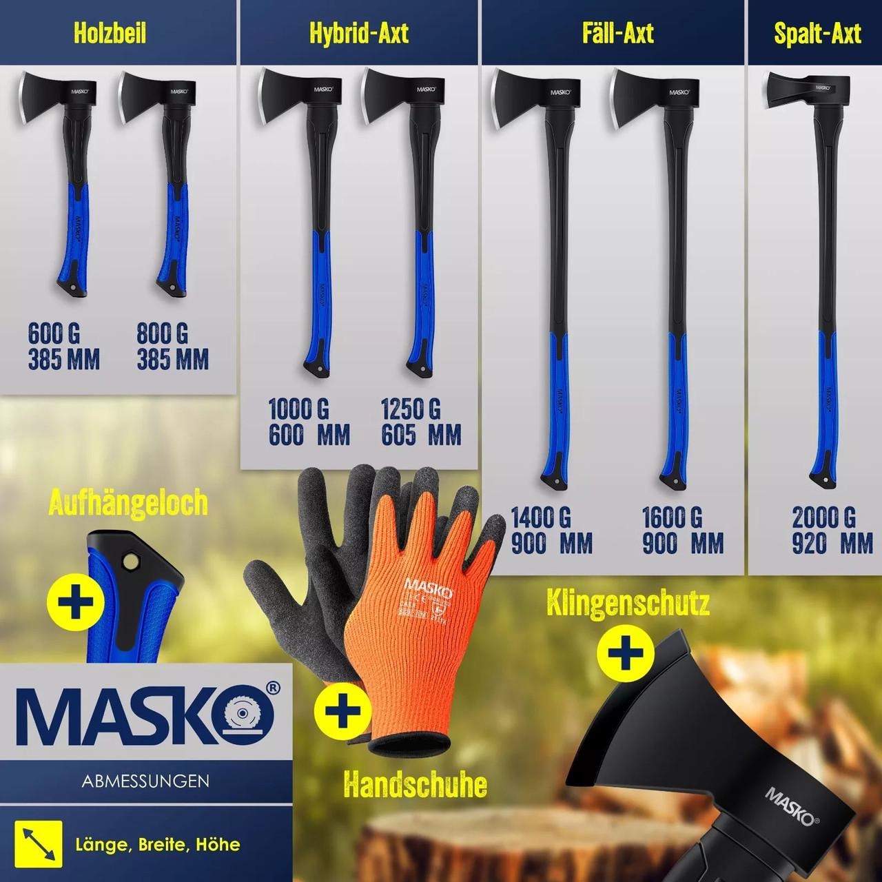 Топор универсальный MASKO с набором перчаток 800 г Черный/Синий - фото 2 Топор универсальный MASKO с набором перчаток 800 г Черный/Синий - фото 2