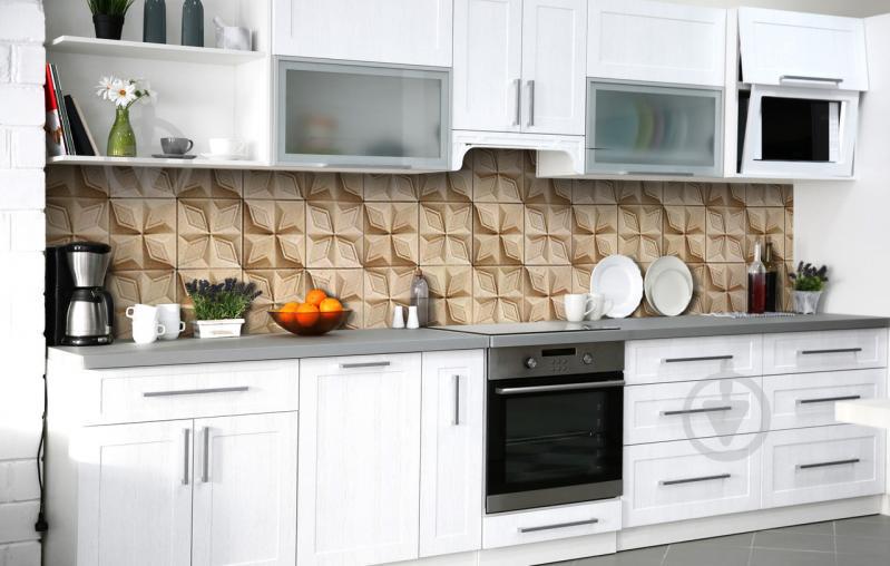 Скинали на кухню Zatarga «Четырелистник каменный» 600х2500 мм виниловая 3Д наклейка кухонный фартук