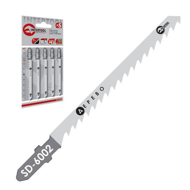Набір полотен Intertool SD-6002 для лобзика 75 мм шаг зуба 4,0 мм для роботи по деревині,ламінату,ізоляційному матеріалу,пластику 5 пр. (122022)