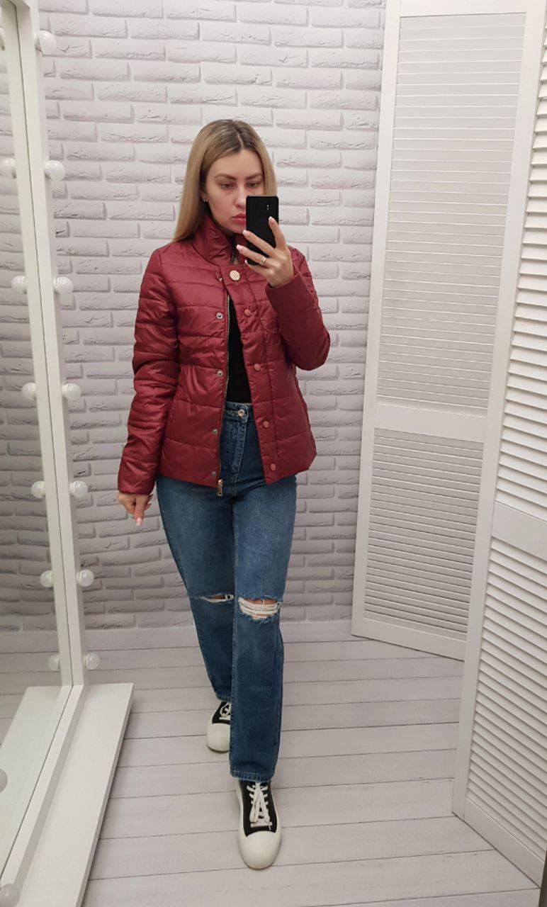 Куртка демисезонная Khan короткая приталенная р. 42 Вишневый (Kh211)