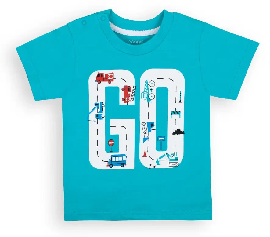 Футболка дитяча для хлопчика GABBI FT-21-4-1 Диноленд 86 см Блакитний (12607)