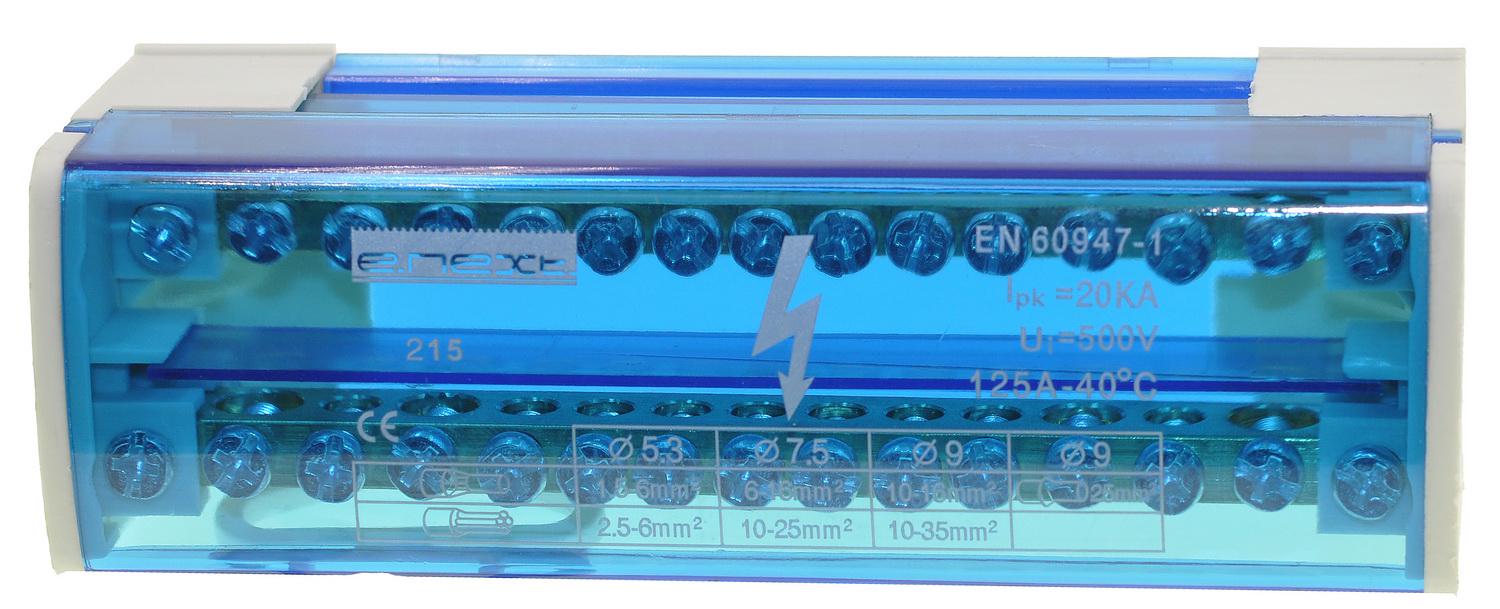 Шина нульова E.NEXT e.cbs.pro 2.15 у корпусі на DIN-рейку (p0650003)