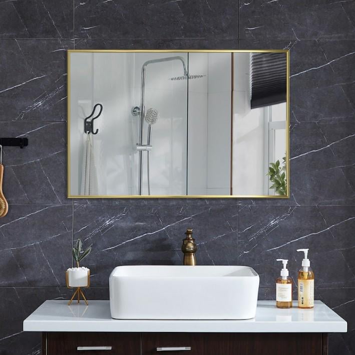 Дзеркало настінне в алюмінієвій рамі 400х600 мм Золотий матовий (29511228)