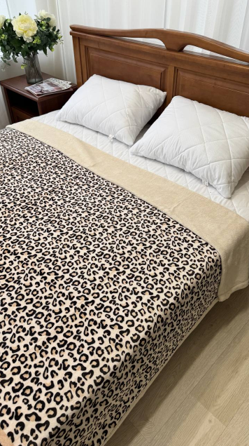 Покривало двухстороннє на овчині 200x230 см Сірий із жовтим