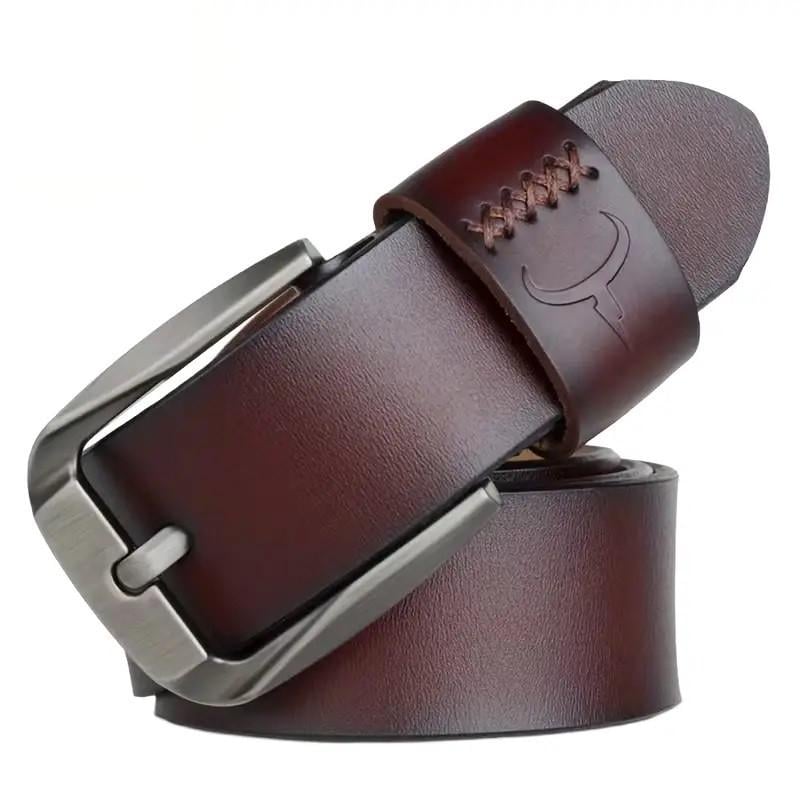 Ремень мужской Cowather XF008 из натуральной кожи 125 см Brown (3_08736)