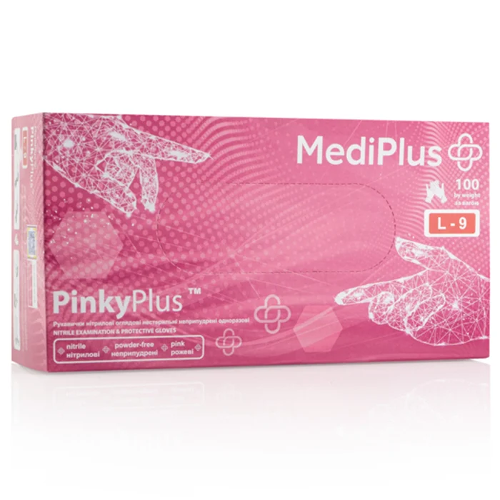 Рукавички нітрилові MEDIPLUSyPlus неопудрені L 100 шт. Pink - фото 1