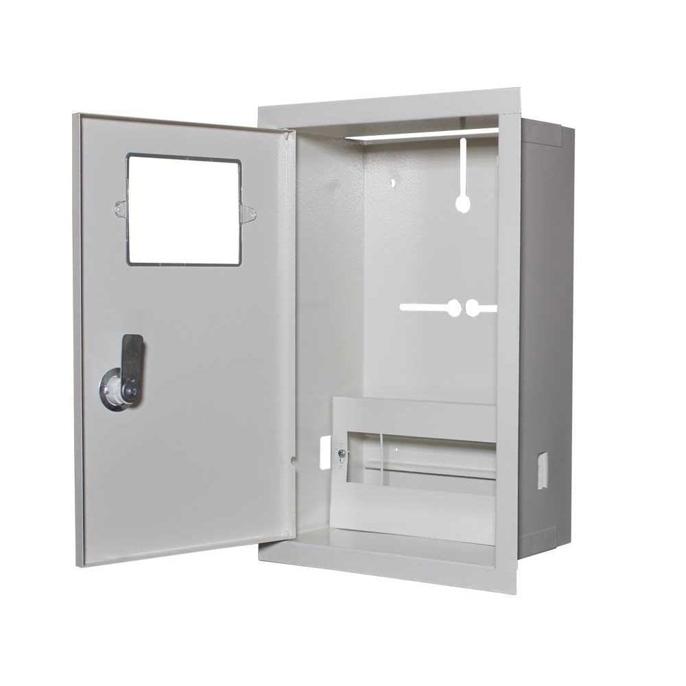 Корпус під 1-ф лічильник E.NEXT ЯУР-1В-10Е ек. 10 модулів IP31 вбудований металевий 212х355х100 мм (ЯУР-1В-10Е ек.)