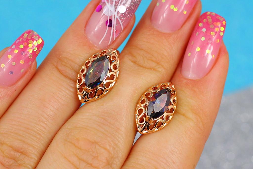 Серьги Xuping Jewelry Маркиз с имитацией александрита 1,7 см Золотистый (1383775906)