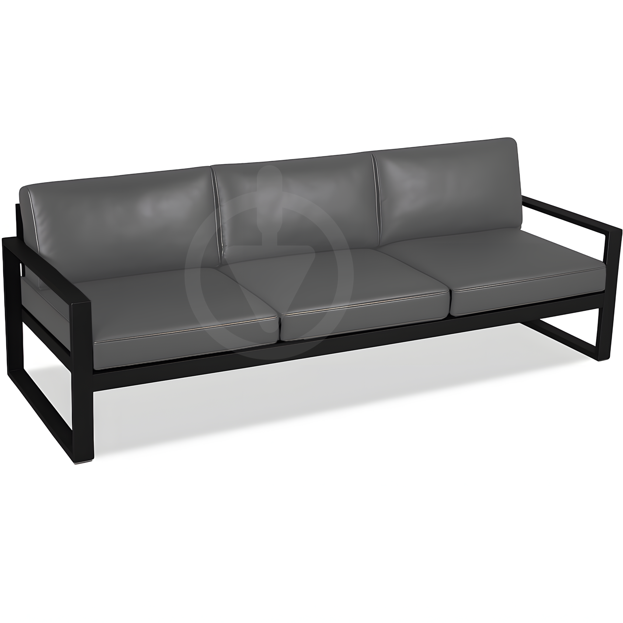 Диван металлический AVVS Бостон лофт с подлокотниками экокожа 160 см Светло-серый