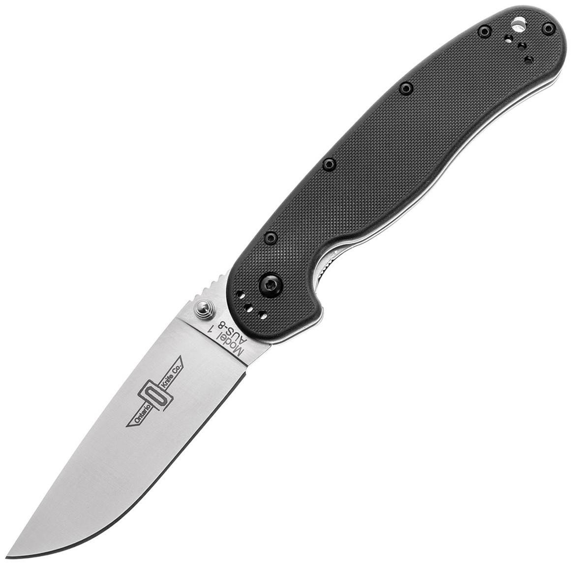 Складаний ніж Ontario RAT-1 Silver Plain Handle Black (8848SP)