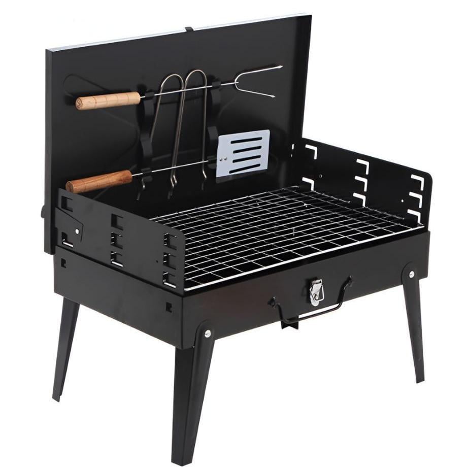 Мангал для барбекю складной с решеткой/лопаткой/вилкой (400945)