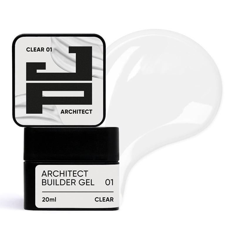 Білдер-гель густий Jerden Proff Architect Builder Gel 01 Clear для нарощування та моделювання 20 мл Прозорий