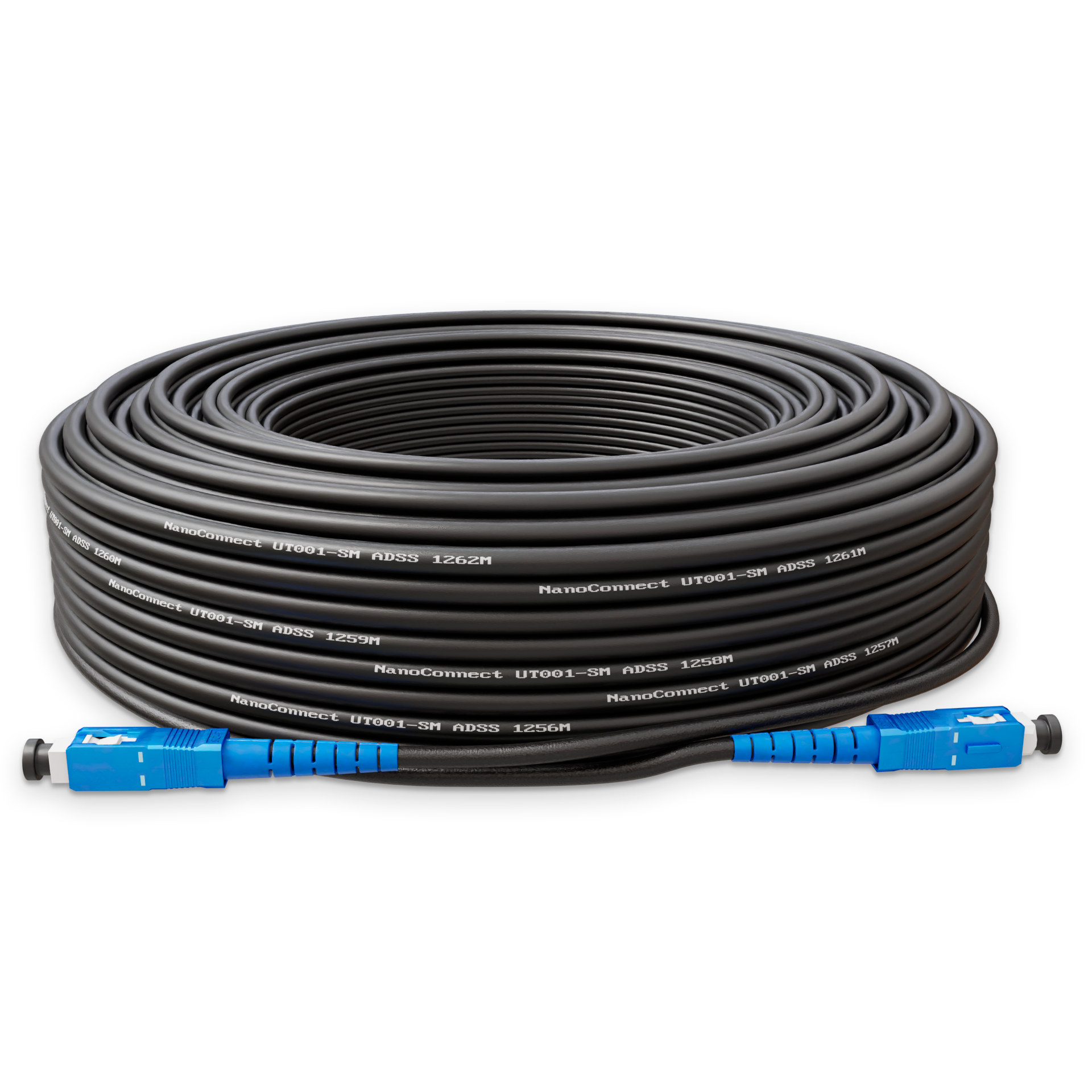 Патч-корд наружный самонесущий NanoConnect ADSS SC/UPC-SC/UPC HDPE Singlemode G.652.D SM Simplex 4,4 мм 75 м Черный (10327)
