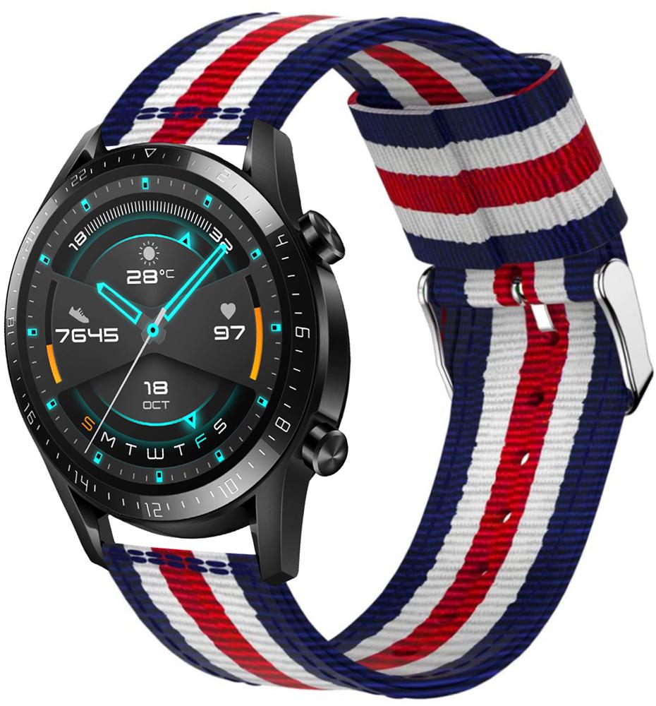 Ремінець тканинний Canvas для Huawei Watch GT Blue/White/Red (19658)