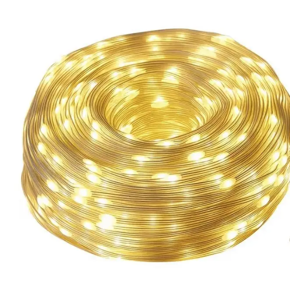 Гірлянда вулична 200led теплий колір на сонячній батареї з пультом дистанційного керування великі краплі роси 20 м