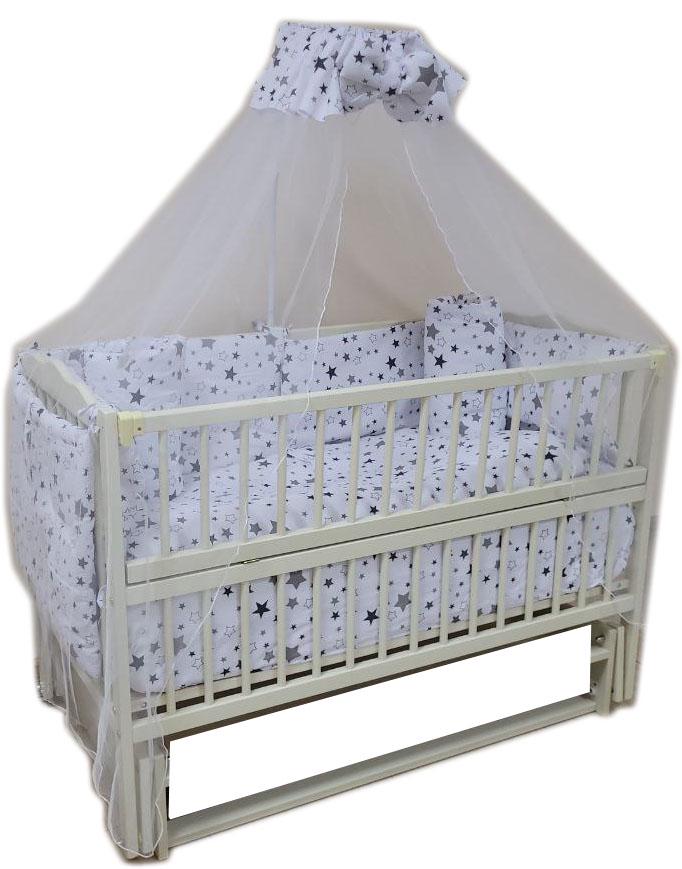 Кроватка Радуга маятник/без ящика/матрас кокос/постель 9 эл. Слоновая кость (11686944)