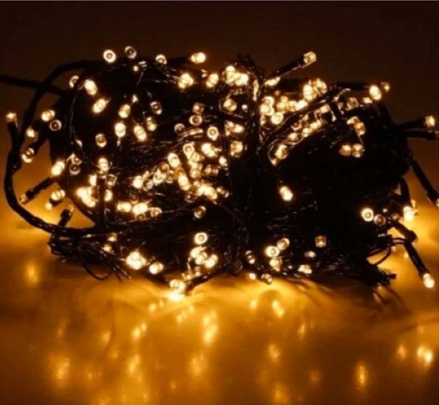 Гирлянда уличная бахрома 20 м 280 led светодиодов наружная черный провод Желтый