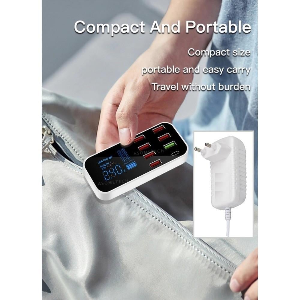 Зарядний пристрій мережевий Asometech 40W PD3.0 QC 3.0 8 USB (25397265) - фото 8 Зарядний пристрій мережевий Asometech 40W PD3.0 QC 3.0 8 USB (25397265) - фото 8