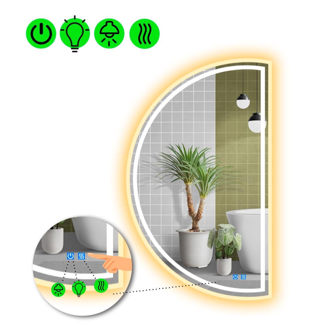Зеркало с LED подсветкой Parette 4 с двумя сенсорами/часами и линзой с подсветкой 140x70 см (8776961)