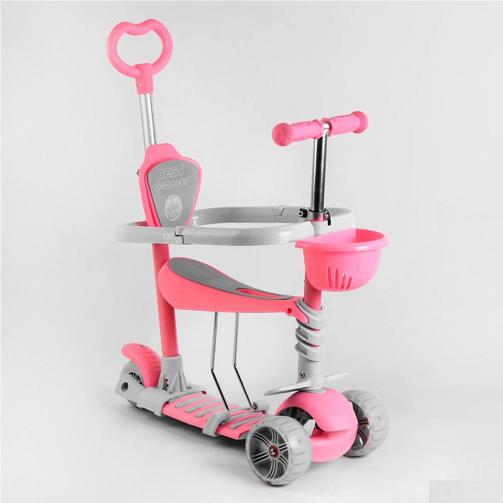 Самокат-біговел дитячий Best Scooter 5в1 триколісний з сидінням складаний для дітей від 2 років Рожевий Самокат-біговел дитячий Best Scooter 5в1 триколісний з сидінням складаний для дітей від 2 років Рожевий