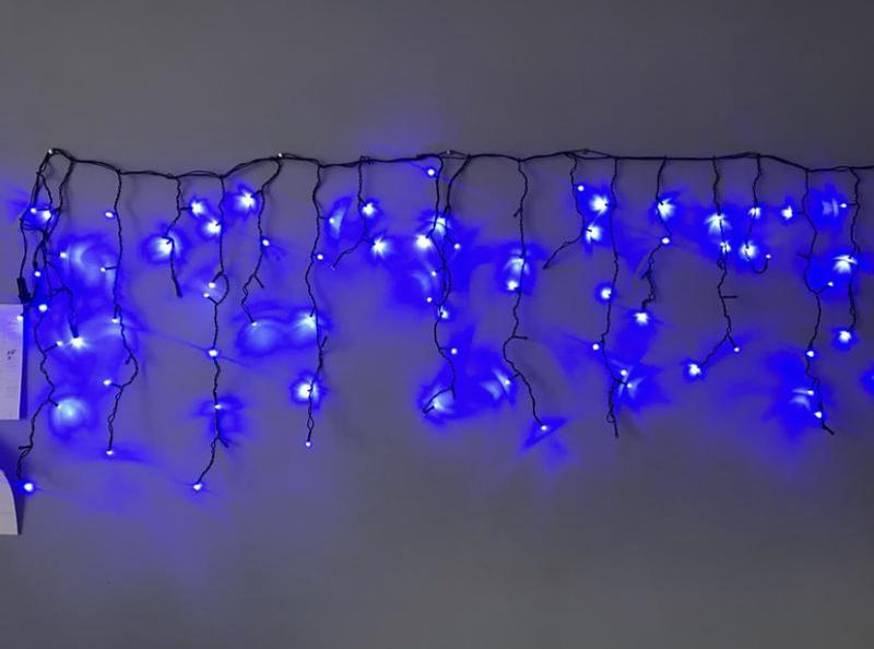 Гірлянда новорічна Бахрома Icicle-light шестигранна 120 Led 3 м Чорний/Синій (000112563)