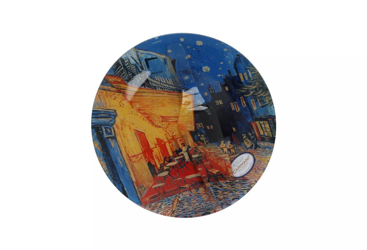 Тарелка стеклянная для торта Саrmanі с лопаткой Ван Гог Ночная терраса в кафе d 30 см (198-1227) - фото 3 Тарелка стеклянная для торта Саrmanі с лопаткой Ван Гог Ночная терраса в кафе d 30 см (198-1227) - фото 3