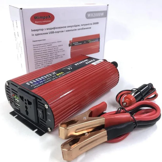 Інвертор автомобільний Power Inverter Wimpex WX-2000W 12 V/220 V/2USB - фото 2