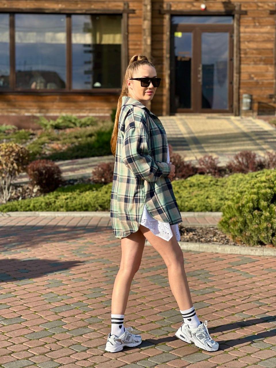 Рубашка женская в клеточку Синий/Зеленый (2567453287) - фото 7 Рубашка женская в клеточку Синий/Зеленый (2567453287) - фото 7