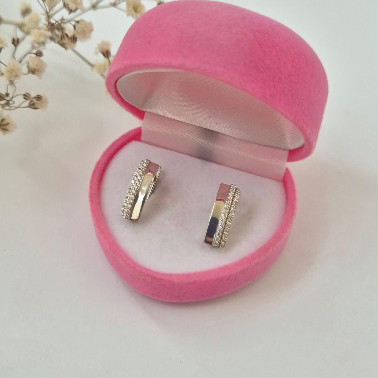 Сережки Пластина в білих каменях срібло 925 проби 1,70 г (1517с)